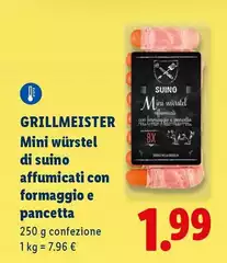 Grillmeister - Mini Würstel Di Suino Affumicati Con Formaggio E Pancetta Grillmeister - Mini Würstel Di Suino Affumicati Con Formaggio E Pancetta