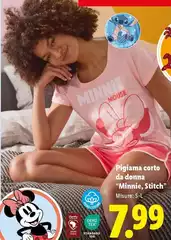 Pigiama Corto Da Donna ''Minnie/Stitch'' Pigiama Corto Da Donna ''Minnie/Stitch''