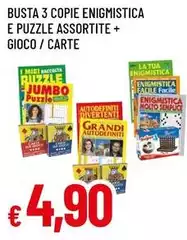 Jumbo - Busta 3 Copie Enigmistica E Puzzle Assortite + Gioco/Carte
