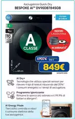 Samsung - Asciugatrice Quick Dry Bespoke Al DV90DB7845GB Samsung - Asciugatrice Quick Dry Bespoke Al DV90DB7845GB