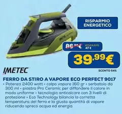 Imetec - Ferro Da Stiro A Vapore Eco Perfect 9017 Imetec - Ferro Da Stiro A Vapore Eco Perfect 9017