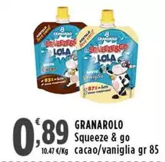 Granarolo - Squeeze & Go Cacao/ Vaniglia Granarolo - Squeeze & Go Cacao/ Vaniglia