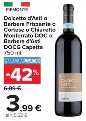 Piemonte - Dolcetto D'Asti O Barbera Frizzante O Cortes O Chiaretto Monferrato DOC O Barbera D'Asti DOCG