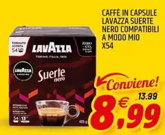 Lavazza - Caffè In Capsule Suerte Nero Compatibili A Modo Mio X54 Lavazza - Caffè In Capsule Suerte Nero Compatibili A Modo Mio X54