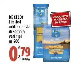 De Cecco - Limited Edition Pasta Di Semola De Cecco - Limited Edition Pasta Di Semola