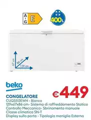Beko - Congelatore CUQS513EWH Beko - Congelatore CUQS513EWH