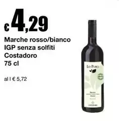 Costadoro - Marche Rosso/Bianco IGP Senza Solfiti Costadoro - Marche Rosso/Bianco IGP Senza Solfiti