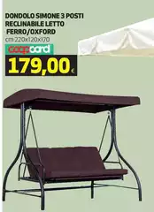 Dondolo Simone 3 Posti Reclinabile Letto Ferro/Oxford Dondolo Simone 3 Posti Reclinabile Letto Ferro/Oxford