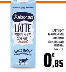 Arborea - Latte UHT Parzialmente Scremato 100% Italiano