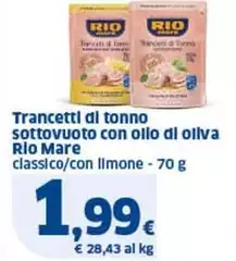 Rio Mare - Trancetti Di Tonno Sottovuoto Con Ollo Di Oliva Rio Mare - Trancetti Di Tonno Sottovuoto Con Ollo Di Oliva