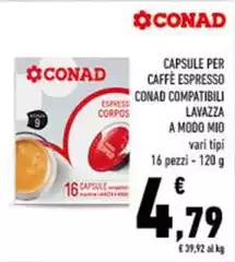 Conad - Capsule Per Caffè Espresso Compatibili Lavazza A Modo Mio