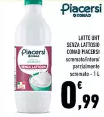 Conad - Latte UHT Senza Lattosio Piacersi