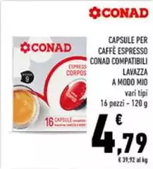 Conad - Capsule Per Caffè Espresso Compatibili Lavazza A Modo Mio Conad - Capsule Per Caffè Espresso Compatibili Lavazza A Modo Mio