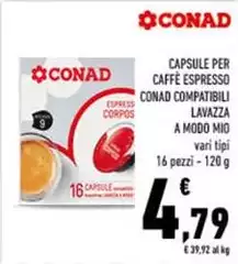 Conad - Capsule Per Caffè Espresso Compatibili Lavazza A Modo Mio Conad - Capsule Per Caffè Espresso Compatibili Lavazza A Modo Mio