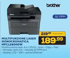 Brother - Multifunzione Laser Monocromatica MFCL2800DW