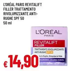 L' Oreal Paris - Revitalift Filler Trattamento Rivolumizzante Anti Rughe Spf 50