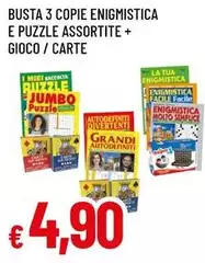 Jumbo - Busta 3 Copie Enigmistica E Puzzle Assortite + Gioco/Carte