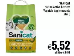 Sanicat - Natura Activia Lettiera Vegetale Agglomerante