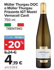 Cavit - Müller Thurgau DOC O Müller Thurgau Frizzante IGT Mastri Vernacoli Cavit - Müller Thurgau DOC O Müller Thurgau Frizzante IGT Mastri Vernacoli