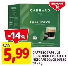 Carraro - Caffè 30 Capsule Espresso Compatibili Nescafé Dolce Gusto