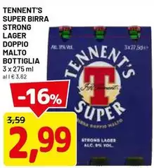 Tennent's - Super Birra Strong Lager Doppio Malto Bottiglia