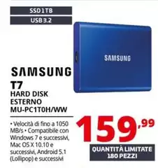Samsung - T7 Hard Disk Esterno Mu-pc110h/ww Samsung - T7 Hard Disk Esterno Mu-pc110h/ww