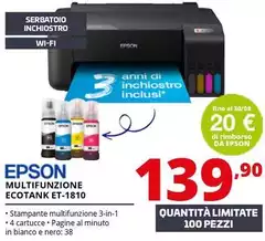 Epson - Multifunzione Ecotank ET-1810 Epson - Multifunzione Ecotank ET-1810