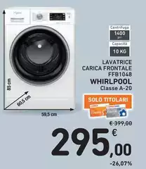 Whirlpool - Lavatrice Carica Frontale Ffb1048