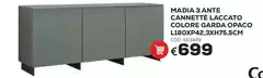 Garda - Madia 3 Ante Cannette Laccato Colore  Opaco L180xp42,3xh7.5cm