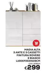 Madia Alta 3 Ante E 3 Cassetti Finitura Rovere E Bianco