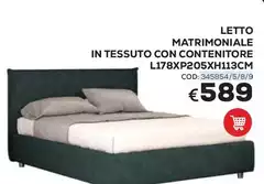 Letto Matrimoniale In Tessuto Con Contenitore L178XP205XH113CM