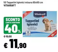 Vitakraft - 50 Tappetini Igienici Misura 60x60 Cm