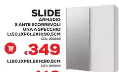 Armadio 2 Ante Scorrevoli Una A Specchio L150, 1XP612XH190.5CM