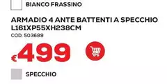 Armadio 4 Ante Battenti A Specchio L1611XP55XH238Cm