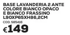 Base Lavanderia 2 Ante Colore Bianco Opaco E Bianco Frassino L90XP65XH86.2CM