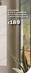 Colonna 2 Ante 4 Ripiani In Vetro Interni L30x93xh160cm