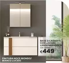 Base 2 Cassetti Con Lavabo L100XP46XH50Cm