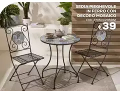 Sedia Pieghevole In Ferro Con Decoro Mosaico Sedia Pieghevole In Ferro Con Decoro Mosaico