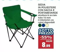 Sedia In Poliestere Con Sacca E Portabevande Sedia In Poliestere Con Sacca E Portabevande