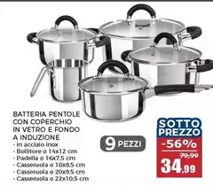 Batteria Pentole Con Coperchio In Vetro E Fondo A Induzione