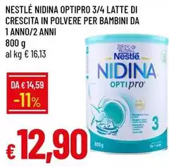 Nestlè - Nidina Optipro 3/4 Latte Di Crescita In Polvere Per Bambini Da 1 Anno/2 Anni