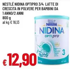 Nestlè - Nidina Optipro 3/4 Latte Di Crescita In Polvere Per Bambini Da 1 Anno/2 Anni