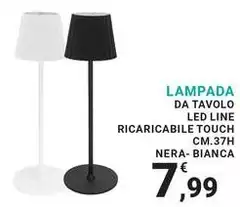 Lampada Da Tavolo Led Line Ricaricabile Touch