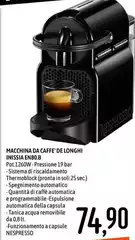 Nespresso - Macchina Da Caffè De Longhi Inssia Embo, B