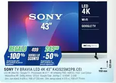 Sony - Tv Bravia Led 4k 43" K43S25M2Pb.Cei Sony - Tv Bravia Led 4k 43" K43S25M2Pb.Cei