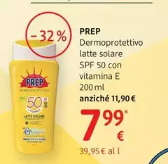 Prep - Dermoprotettivo Latte Solare Spf 50 Con Vitamina E 200 Ml