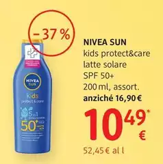Nivea - Sun Kids Protect&care Latte Solare Spf 50 + 200 Ml, Assort.