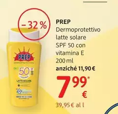 Prep - Dermoprotettivo Latte Solare Spf 50 Con Vitamina E 200 Ml