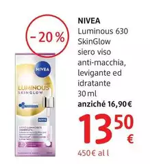 Nivea - Luminous 630 Skinglow Siero Viso Anti-macchia, Levigante Ed Idratante 30 Ml Nivea - Luminous 630 Skinglow Siero Viso Anti-macchia, Levigante Ed Idratante 30 Ml