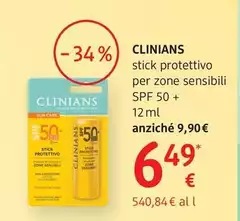 Clinians Stick Protettivo Per Zone Sensibili Spf 50 + 12 Ml
